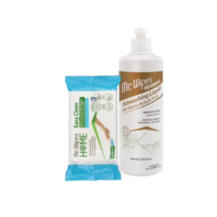 image of Mr. Wipes Prostriedok na umývanie riadu 500 ml + Mr. Wipes Čistiace utierky s vôňou morského vánku 40 ks