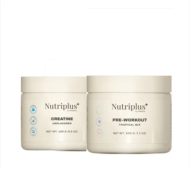 image of Nutriplus Kreatín monohydrát s vitamínom B6, 153 g + Nutriplus Pre-workout, 200 g